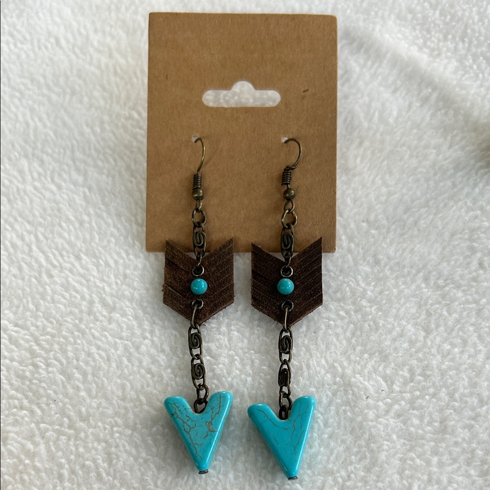 Turquoise Arrowhead Dangle Earrings